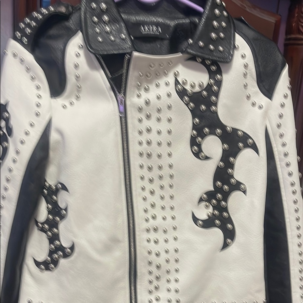 Akira Studded Black and White Jacket jacket góthic
